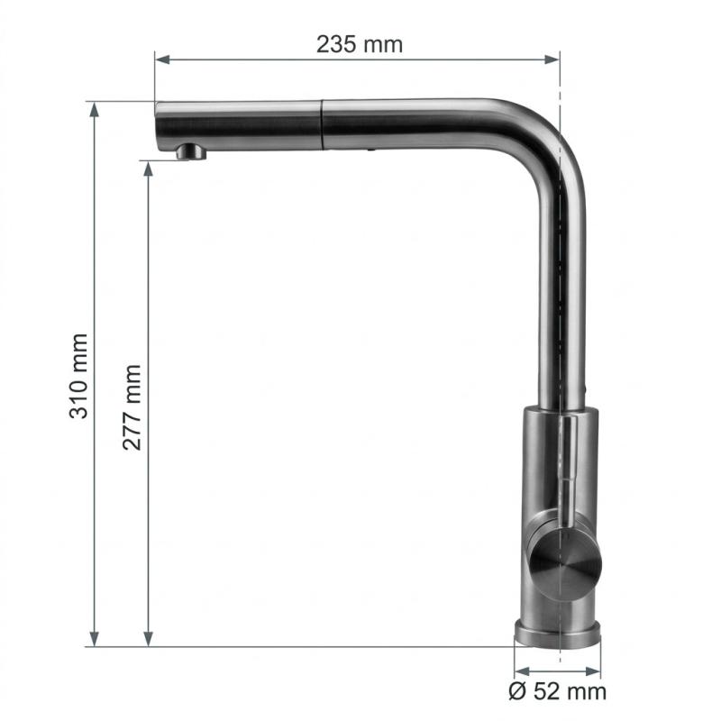 Pure.Sink Elite Steel Spark-S keukenkraan RVS met uittrekbare uitloop PS8041-02
